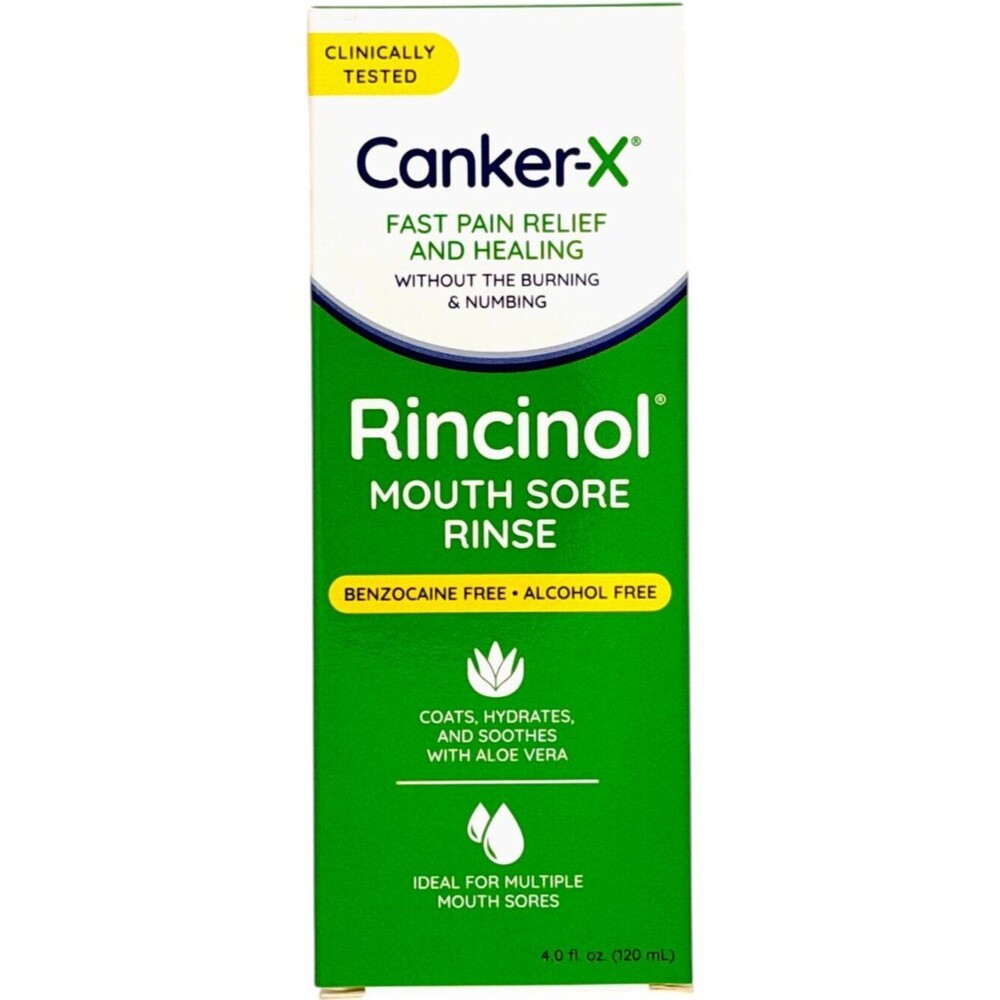 Canker-X Rincinol Mouth Sore Rinse 4 fl oz Alcohol-Free Aloe